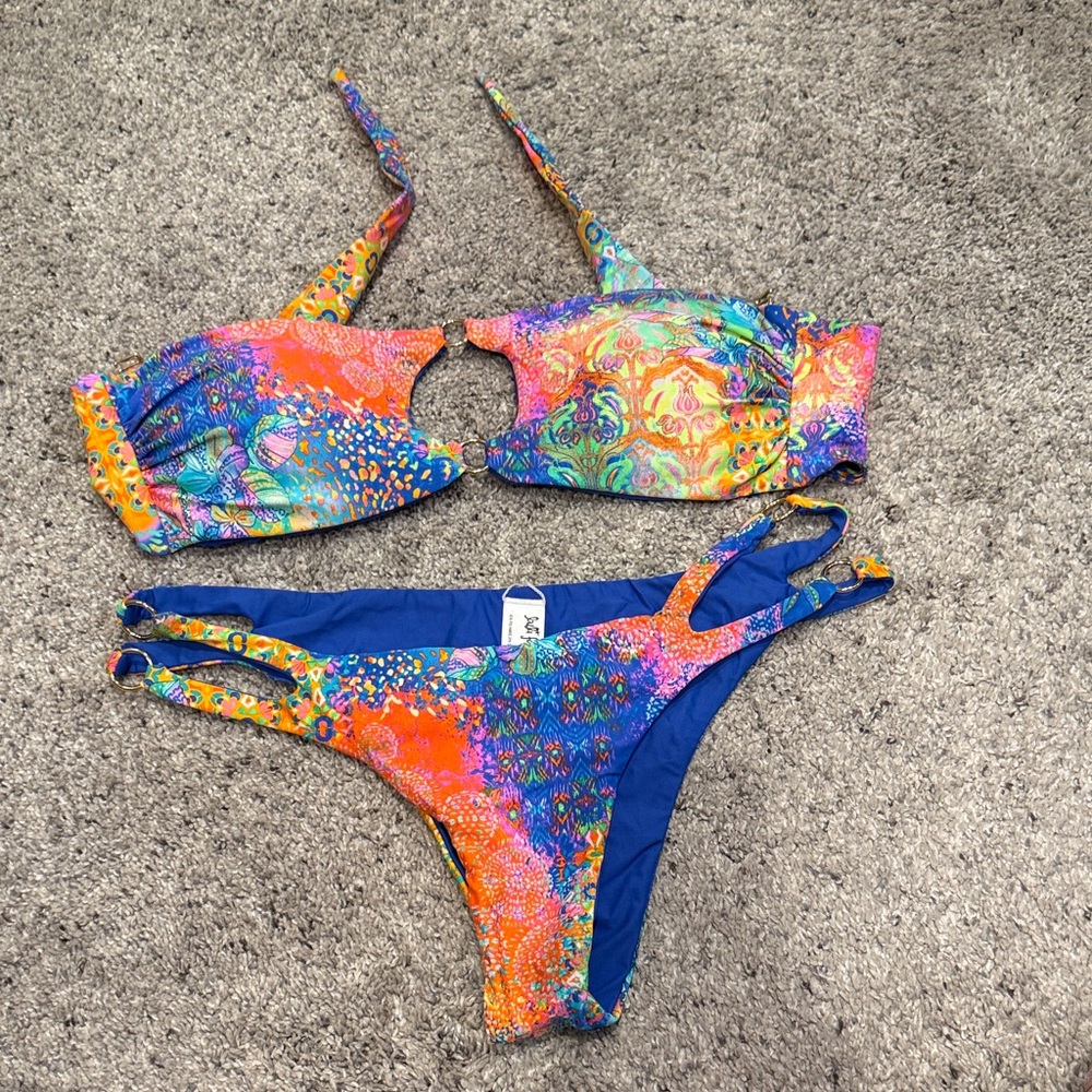 Luli Fama Blue and Orange Bikini
